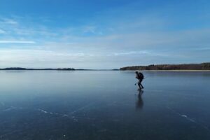 Beginner friendly Nordic Ice Skating On lakes in Stockholm - Nordic skating gear and the safety backpack: what you’ll actually feel