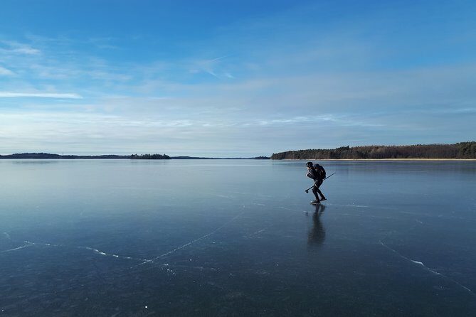 Beginner friendly Nordic Ice Skating On lakes in Stockholm - Nordic skating gear and the safety backpack: what you’ll actually feel